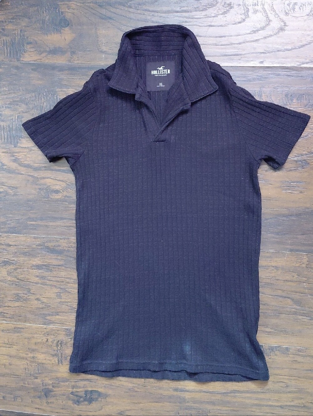 Hollister Black Ribbed Fitted Short Sleeve Top